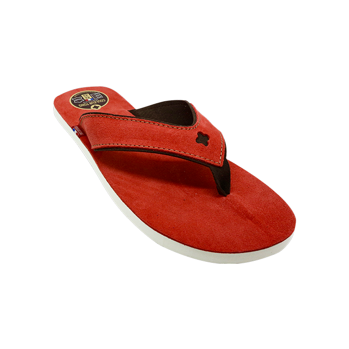 Adoptez les tongs Sp rone couleur corail en cuir 100 made in